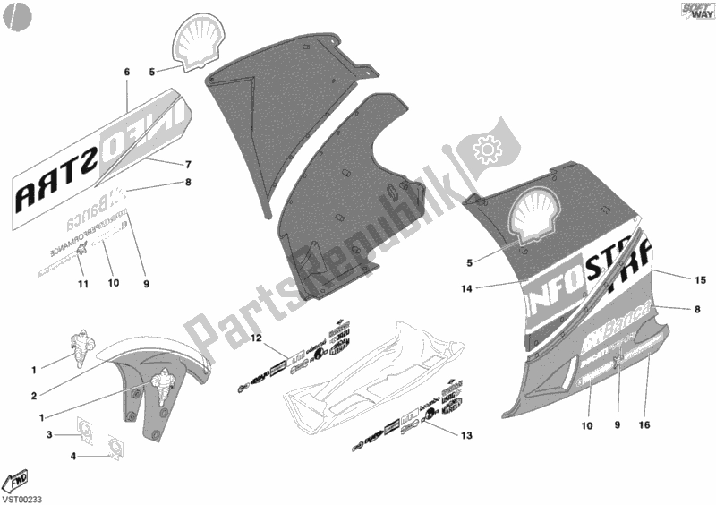 All parts for the Graphics Bayliss of the Ducati Superbike 998 S Bayliss 2002